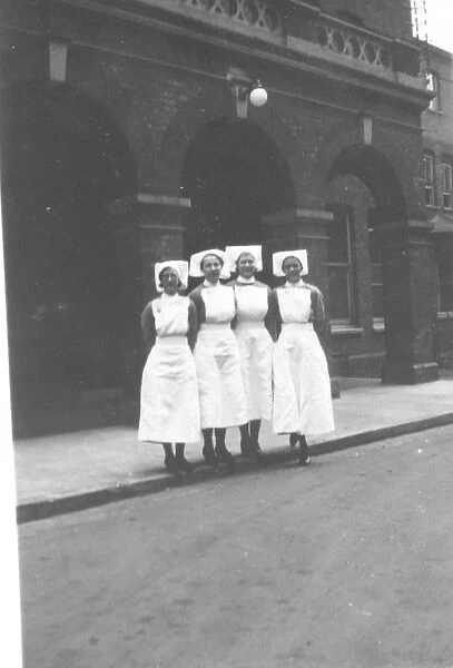 Four sisters at the entrance to Highgate Hospital