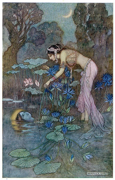 Sita Finds Rama. SITA finds RAMA (seventh avatar of Vishnu) among the lotus blooms 