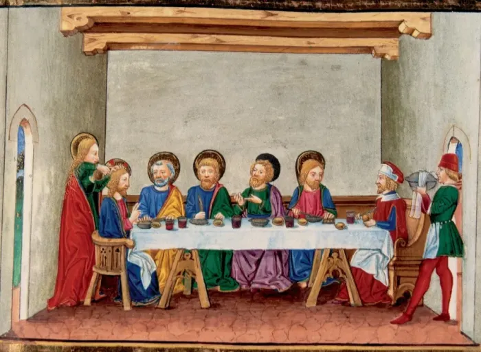 Framed Print : While sitting at table in Bethany, a woman applied an ointme Framed Print : While sitting at table in Bethany, a woman applied an ointme
