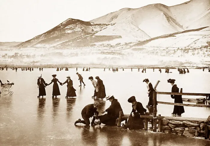 Framed Print : Skating on Derwentwater, Lake District Framed Print : Skating on Derwentwater, Lake District
