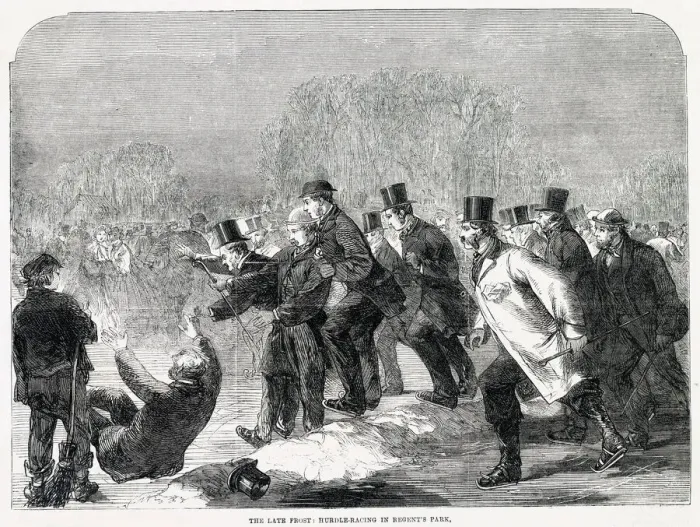 Framed Print : Skating on the frozen lake in Regents Park, London