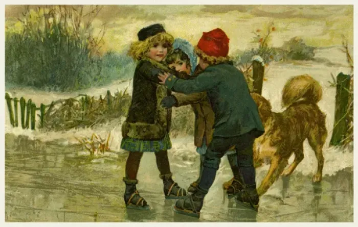 Framed Print : Skating on a frozen pond Framed Print : Skating on a frozen pond