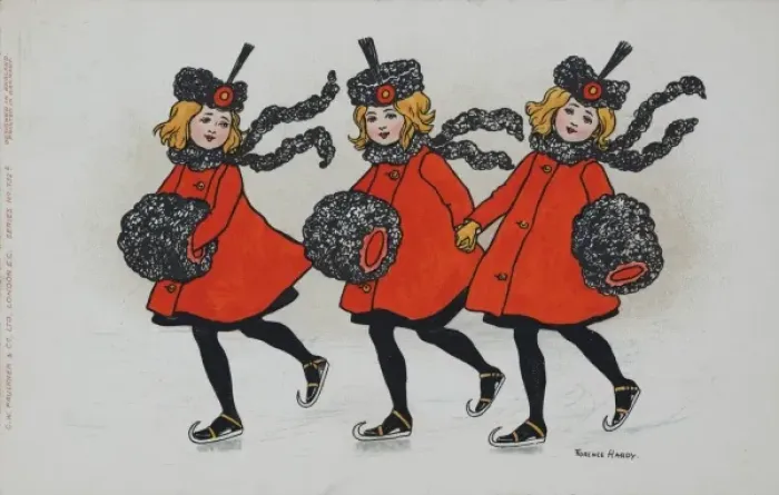 Framed Print : Skating Girls by Florence Hardy Framed Print : Skating Girls by Florence Hardy