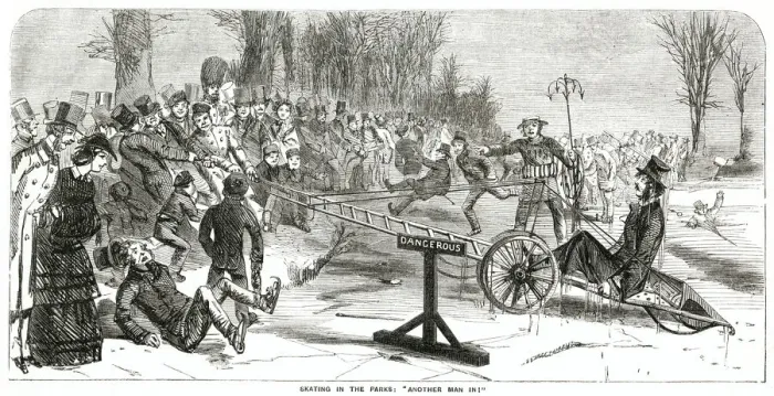 Framed Print : Skating in the Parks - Another Man in! 1857 Framed Print : Skating in the Parks - Another Man in! 1857