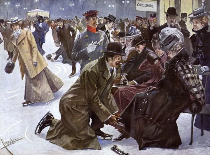 Framed Print : SKATING AT RINK 1907 Framed Print : SKATING AT RINK 1907