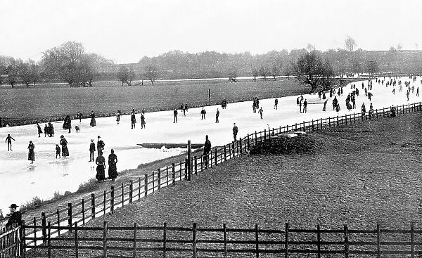 Skating on the Thames at Oxford Victorian period
