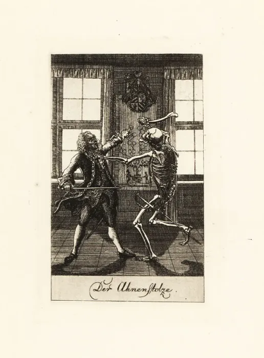 Framed Print : The skeleton of Death in a duel with a noble gentleman Framed Print : The skeleton of Death in a duel with a noble gentleman