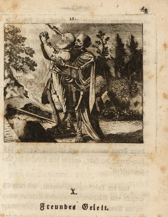 Framed Print : The skeleton of Death embraces a poor man, 18th century Framed Print : The skeleton of Death embraces a poor man, 18th century