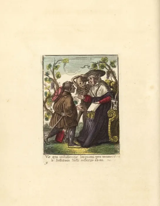 Framed Print : Skeleton of Death grabbing the hat of a Cardinal Framed Print : Skeleton of Death grabbing the hat of a Cardinal