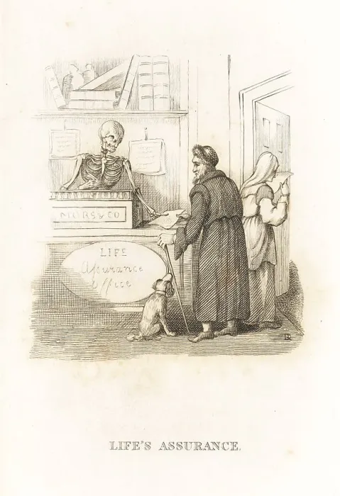 Framed Print : The skeleton of Death at the insurance office Framed Print : The skeleton of Death at the insurance office
