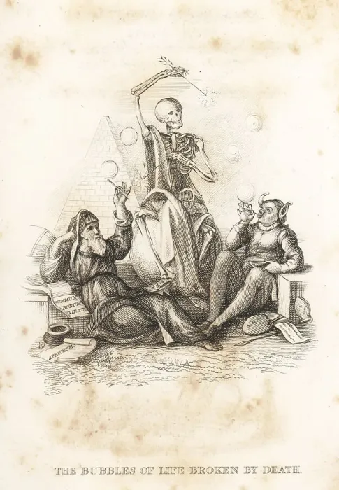 Framed Print : The skeleton of Death pricks bubbles of life Framed Print : The skeleton of Death pricks bubbles of life