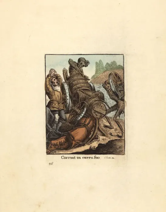 Framed Print : Two skeletons of Death interrupt a Waggoner on the road Framed Print : Two skeletons of Death interrupt a Waggoner on the road