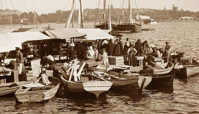 Framed Print : Skeppsbron fish market Stockholm Sweden early 1900s Framed Print : Skeppsbron fish market Stockholm Sweden early 1900s
