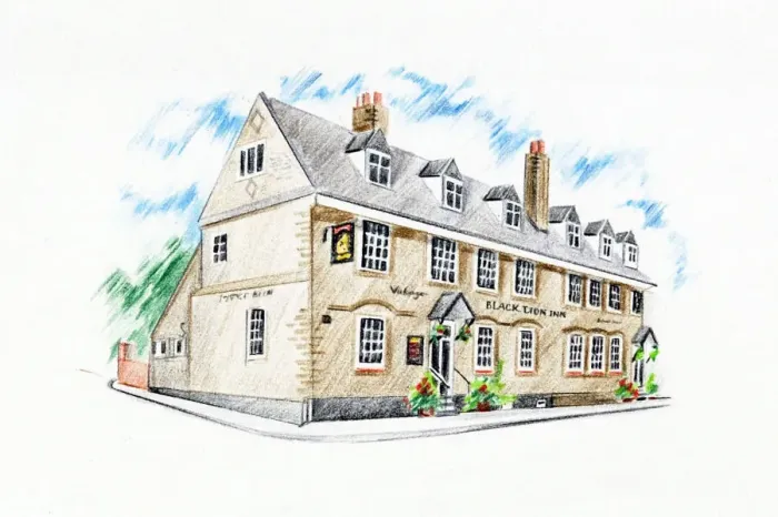 Framed Print : Sketch of Black Lion Inn, St Albans, Hertfordshire Framed Print : Sketch of Black Lion Inn, St Albans, Hertfordshire