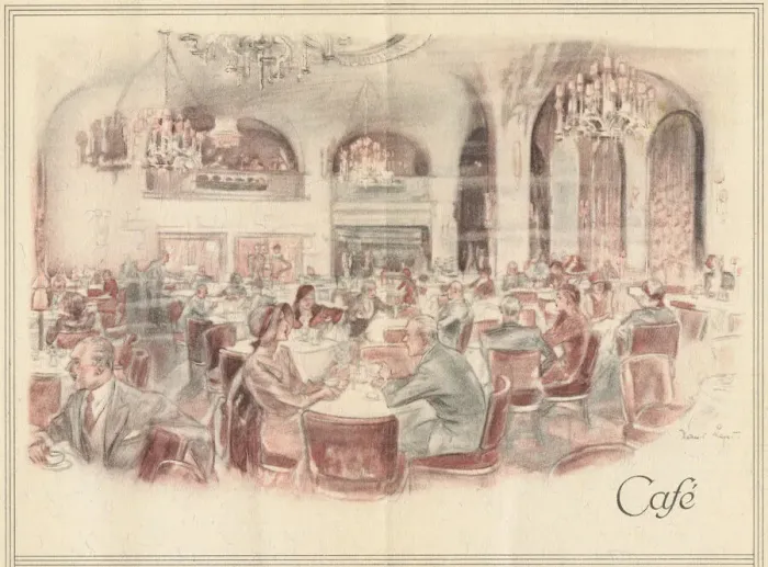 Framed Print : Sketch of the Cafe in the Eden Hotel, Berlin (1920s) Date: 1920s Framed Print : Sketch of the Cafe in the Eden Hotel, Berlin (1920s) Date: 1920s