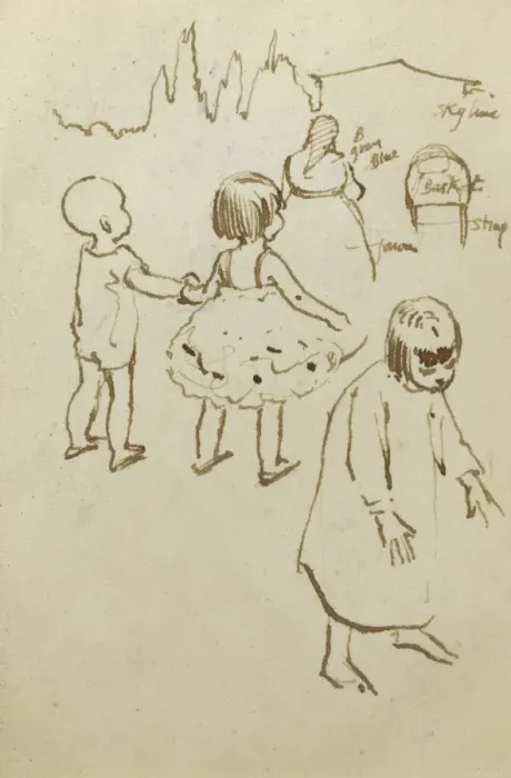 Framed Print : Sketch of children and woman Framed Print : Sketch of children and woman