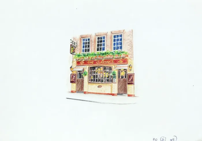 Framed Print : Sketch of Clarence PH, Piccadilly (New), London Framed Print : Sketch of Clarence PH, Piccadilly (New), London