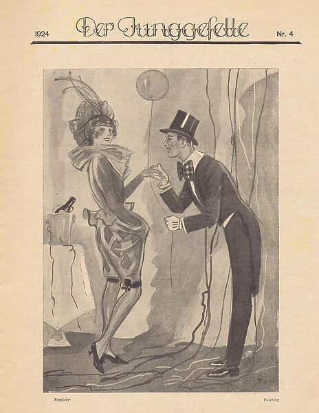 A sketch of a couple attending a carnival, Germany, 1924