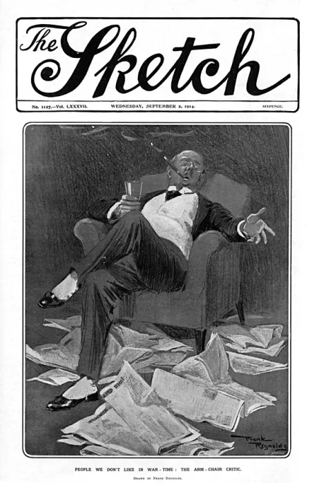 Framed Print : Sketch cover - The Arm Chair critic, WW1 Framed Print : Sketch cover - The Arm Chair critic, WW1