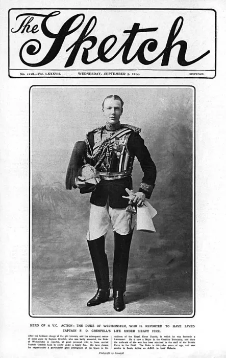 Framed Print : Sketch cover - Duke of Westminster, hero of a VC action Framed Print : Sketch cover - Duke of Westminster, hero of a VC action