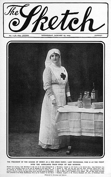 Sketch cover, Lady Michelham as a nurse, WW1