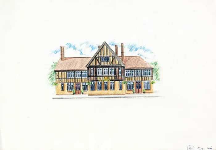 Framed Print : Sketch of Crown PH, Croydon, Surrey Framed Print : Sketch of Crown PH, Croydon, Surrey