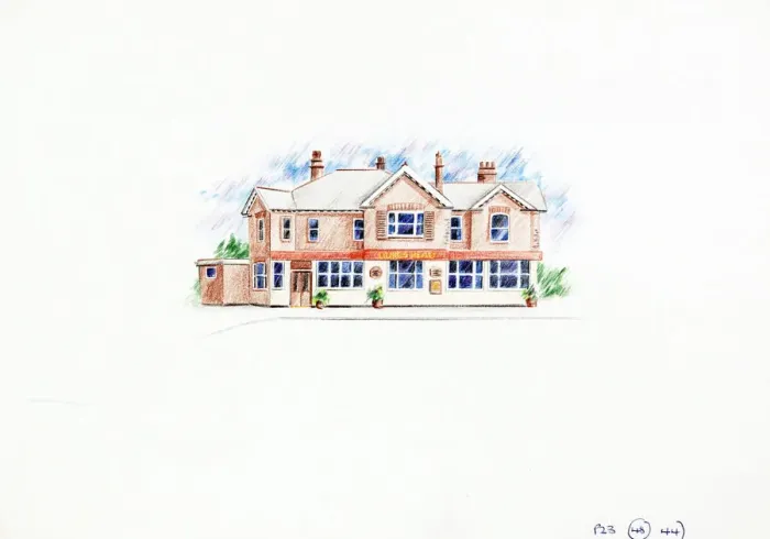 Framed Print : Sketch of Dukes Head PH, Laindon Common, Essex Framed Print : Sketch of Dukes Head PH, Laindon Common, Essex