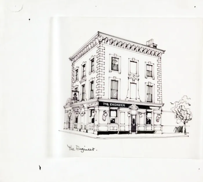 Framed Print : Sketch of Engineer PH, Chalk Farm, London Framed Print : Sketch of Engineer PH, Chalk Farm, London