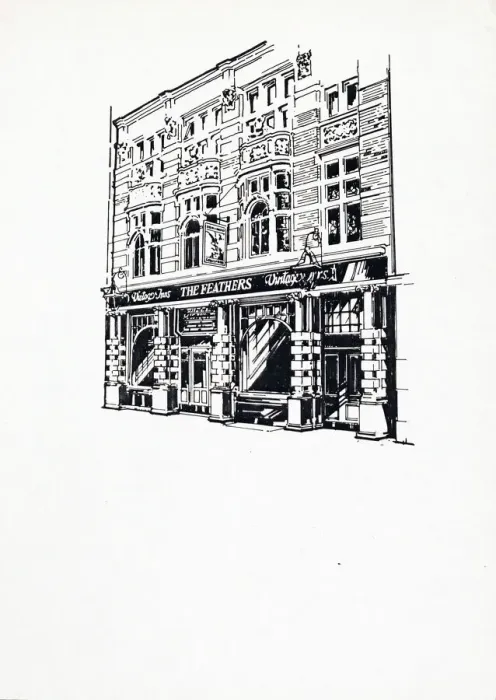 Framed Print : Sketch of Feathers Hotel, Westminster, London Framed Print : Sketch of Feathers Hotel, Westminster, London