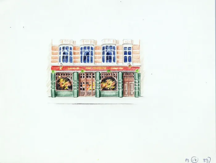 Framed Print : Sketch of Feathers Hotel, Westminster, London Framed Print : Sketch of Feathers Hotel, Westminster, London