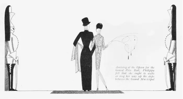Framed Print : Sketch by Fish of a couple arriving at the Paris Framed Print : Sketch by Fish of a couple arriving at the Paris