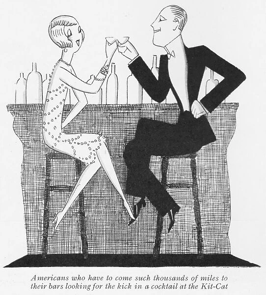 Sketch by Fish showing a couple having a cocktail