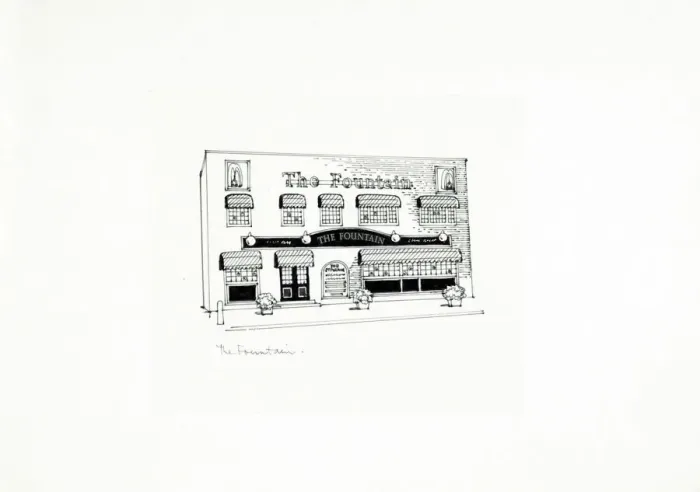 Framed Print : Sketch of Fountain PH, Mile End (New), London Framed Print : Sketch of Fountain PH, Mile End (New), London