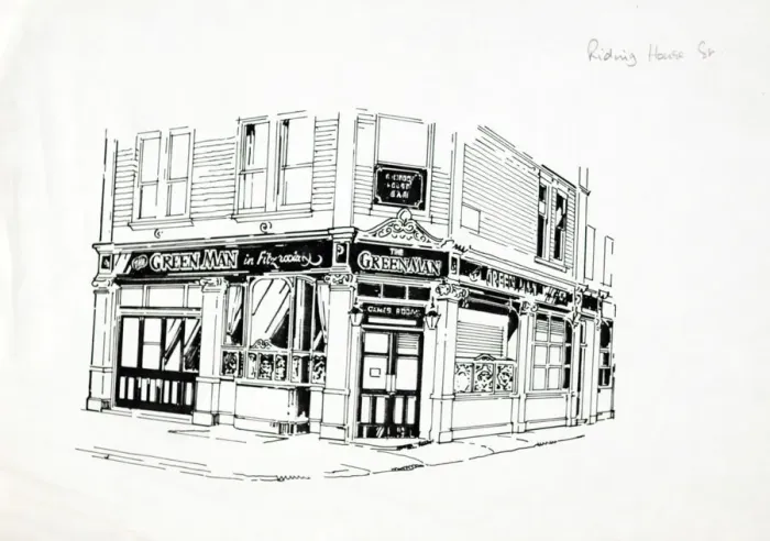 Framed Print : Sketch of Green Man PH, Marylebone, London Framed Print : Sketch of Green Man PH, Marylebone, London