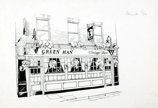 Sketch of Green Man PH, Soho, London