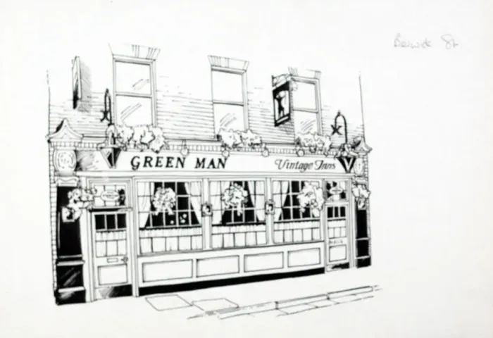 Framed Print : Sketch of Green Man PH, Soho, London Framed Print : Sketch of Green Man PH, Soho, London