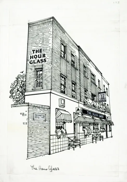 Framed Print : Sketch of Hour Glass PH, Kensington, London Framed Print : Sketch of Hour Glass PH, Kensington, London