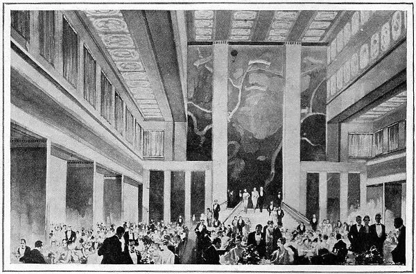 Sketch of the interior of the Ile de France (1927)- the giant new liner of the French