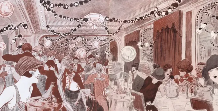 Framed Print : A sketch of the interior of the Imperial Soupers night-spot