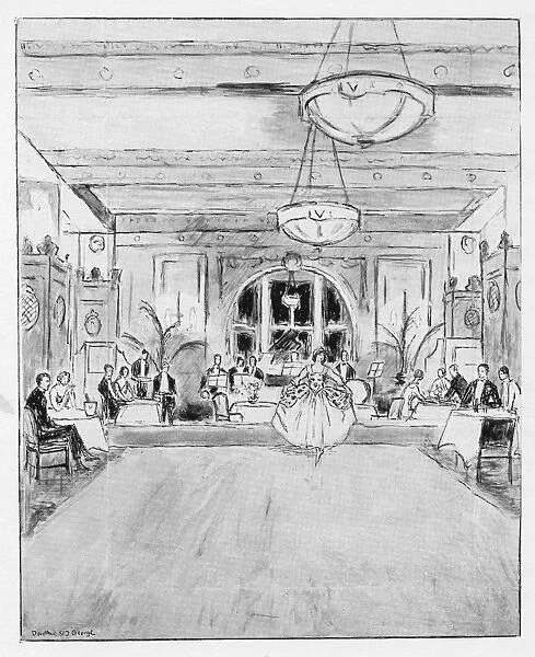 Sketch of the interior of Verreys restaurant, 1926