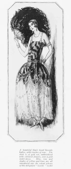 Framed Print : A sketch of a Lucile model dancing gown by G. Peres Framed Print : A sketch of a Lucile model dancing gown by G. Peres