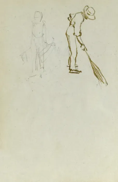 Framed Print : Sketch of man with sweeping brush Framed Print : Sketch of man with sweeping brush