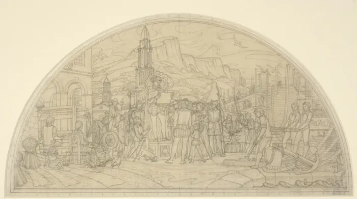 Framed Print : Sketch for Mural in Belfast City Hall Framed Print : Sketch for Mural in Belfast City Hall