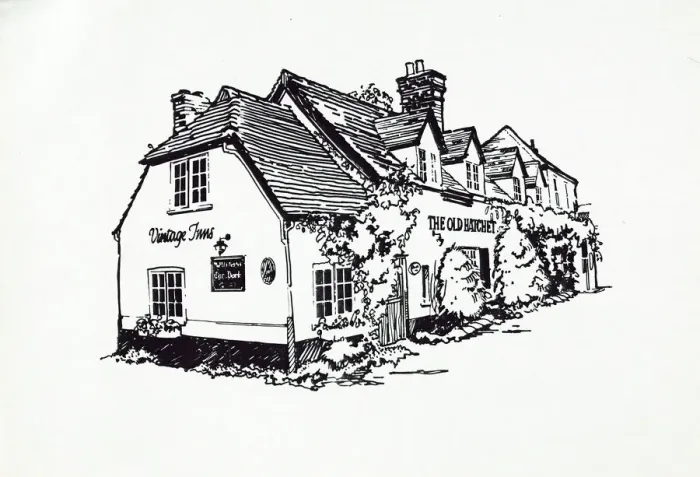 Framed Print : Sketch of Old Hatchet PH, Brighton, Sussex Framed Print : Sketch of Old Hatchet PH, Brighton, Sussex
