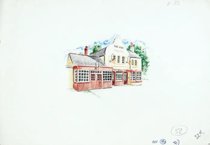 Framed Print : Sketch of Olde Foxe PH, Coulsdon Common, Surrey Framed Print : Sketch of Olde Foxe PH, Coulsdon Common, Surrey
