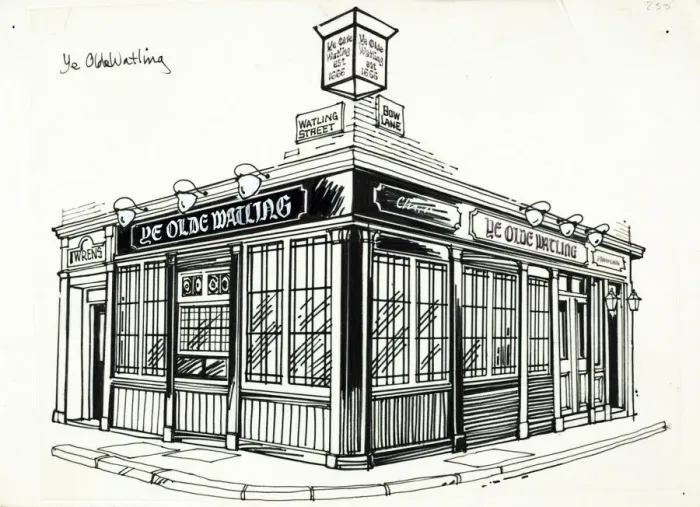 Framed Print : Sketch of Olde Watling PH, Bow, London Framed Print : Sketch of Olde Watling PH, Bow, London