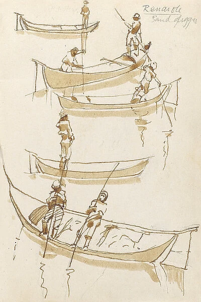 Sketch of people in boats