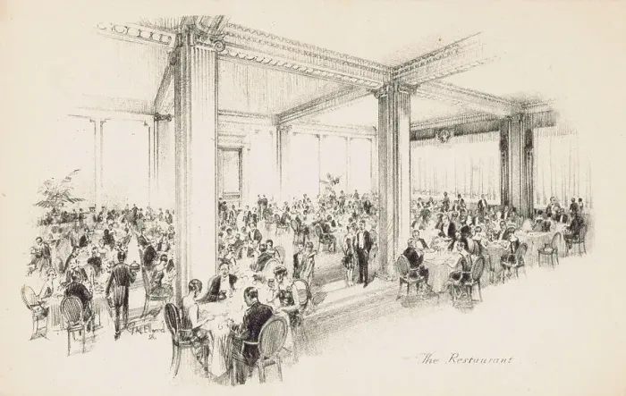 Framed Print : A sketch of the Restaurant in the Park Lane Hotel, London Framed Print : A sketch of the Restaurant in the Park Lane Hotel, London