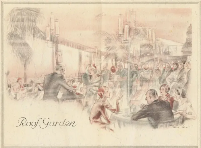 Framed Print : Sketch of the Roof Garden in the Eden Hotel, Berlin (1920s) Date: 1920s Framed Print : Sketch of the Roof Garden in the Eden Hotel, Berlin (1920s) Date: 1920s