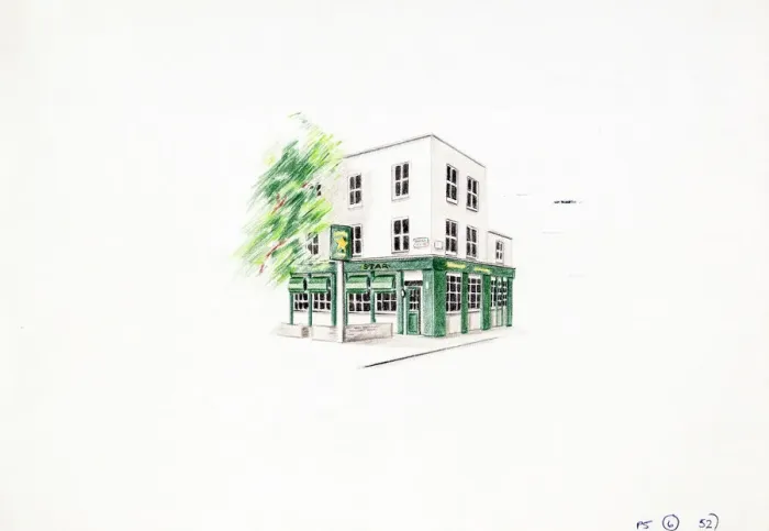 Framed Print : Sketch of Star PH, St Johns Wood, London Framed Print : Sketch of Star PH, St Johns Wood, London